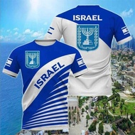 Israel Flag Mens T-shirt 3D Printed IsraelisNational Emblem Tops ShortSleeve O-Neck Oversized T Shir