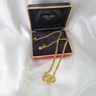 ❌SOLD OUT❌Celine  凱旋門 金骨頭 環繞圓鑽項鏈 vintage