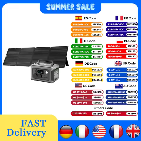 ALLPOWERS R600 Power station 299Wh 600W Solar Generator (Recharge from 0-100% in 1 Hour) & SP033 200