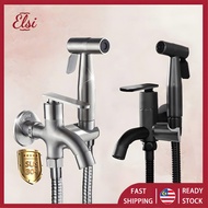 Bidet Spray Set Stainless Steel 304 Hand Bidet Two Way Tap Faucet Toilet Bathroom Hose Paip Pipe Set