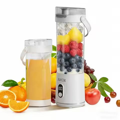 Portable Blender,2 IN 1 Electric Juicer Bottle for Fresh Juice,600ML BPA Free Traveling Juicer Cup a