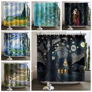Art Oil Painting Shower Curtain Monet Aesthetic Paintings Pictures Bathtub Screen Waterproof Polyest