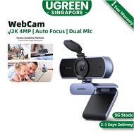 UGREEN 2K 4MP Webcam Auto Focus | Built-in Dual Mic Noise Cancelling | USB Plug & Play for Zoom Team