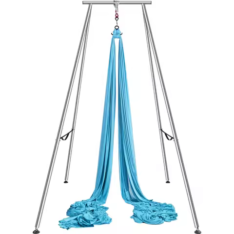 SucceBuy Aerial Yoga Frame & Hammock 9.67 ft Yoga Swing Stand W/13.1 Yards Aerial Hammock Max 551lbs