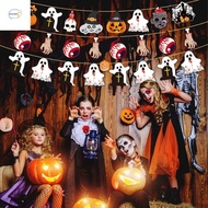 SHOESALON Halloween Flags, Eyeball Paper Haunted House Pull Flags, Funny Print 3D Pumpkin Ghost Gard