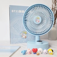 【現貨】BT21桌面風扇 - 羽 | 風柔音輕 | 電量顯示 | 療癒公仔