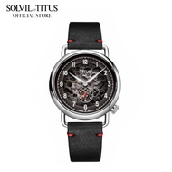 Solvil et Titus Exquisite 3 Hands Mechanical Black Leather Men Watch W06-03299-001