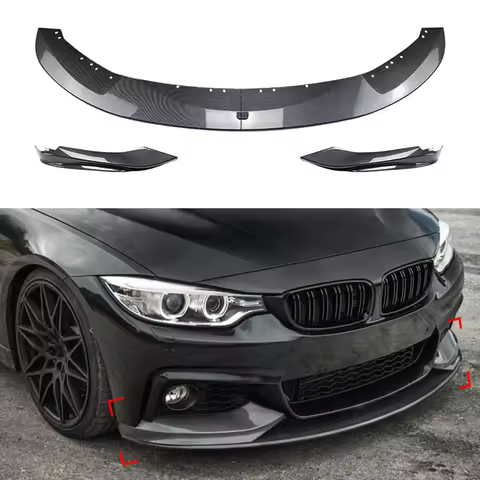 For BMW 4 Series F32 F33 F36 435i M Sport 2014-2020 Front Bumper Spoiler Lip Carbon Fiber Look Lower