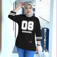 Women's 7/8 Sleeve Oversized Striped Number T-shirt, Latest Trendy, Women's Striped T-shirt