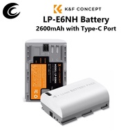 K&F Concept LP-E6NH Battery 2600mAh with USB-C Charging Port for Canon R5, R6, R6 II, R7
