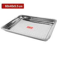 ถาดรองอาหารขนาดใหญ่ ถาดรองอาหารสแตนเลส ถาดรองอาหารสแตนเลสเจาะรู อเนกประสงค์ ขนาด 60X40 CM. รุ่น Tray