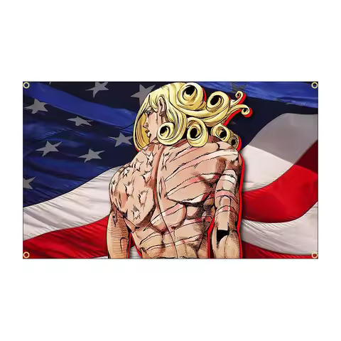 60X90CM 90X150CM J-JoJo STEEL-BALL-RUN Flag Tapestry Polyester Printed Room Garage Decor Enthusiasts