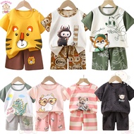 👶🏻(3m-5yrs) 🎀Unisex Cotton Short Sleeve Cute Baby Boy Shirts + Pants Set |Bayi Set Short Sleeve  Cut