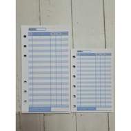 A6 / A7 BANK TRANSACTIONS 6 RING PLANNER INSERTS REFILL