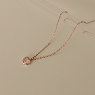 [oneur studio _Korea] 14K Gold Glow Heart Rose Quartz Necklace, 14K Yellow Gold/14K Rose Gold