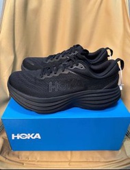 原裝有盒HOKA ONE ONE Bondi 8舒適休閒防滑透氣 低幫跑步鞋 黑色