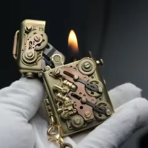 Zorro Personalized Mechanical Steampunk Lighter Creative Pure Copper Oil Lighter Gear Linkage Cool M