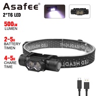 Asafee COD Outdoor rechargeable strong headlight waterproof fishing light outdoor head-mounted flash