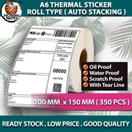 A6 Roll Type Thermal Sticker Thermal Label Sticker 10cm x 15cm Thermal Paper Airway Bill Courier Bag Shipping Label