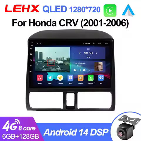LEHX Pro AI Voice Radio 2 din Android Auto Car Multimedia Video Player For Honda CR-V CRV 2 2001 - 2