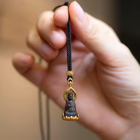 Healing Jewelry Guardian Buddha Guanyin Amulet Pendant Necklace Tibetan Ethnic Style Sweater Chain L