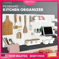 LOVIDA Pegboard Wall Rack Accessories Kitchen Tools Organizer DIY Wall Mounted Shelf PVC Rack Rak Pa