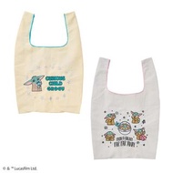 美國 DISNEY STAR WARS Baby Yoda GROGU 古古 米白灰色尼龍布 可摺疊 手挽袋