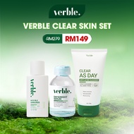 VERBLE Clear Skin Set Verble Serum Pitted Scar + Rice Milk Sunscreen + Clear As Day Anti-Acne Cleans