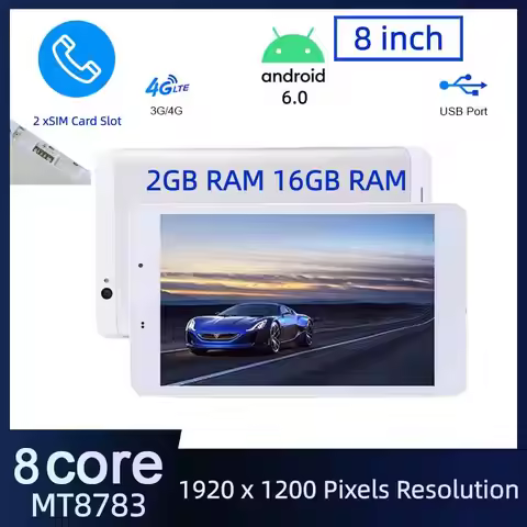 2026 New 8" Android 6.0 3G/4G Phone Tablet 1920 x 1200 Pixels MT8783 Octa-Core 2GB RAM 16GB ROM GSM 