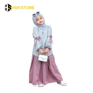 Baju Gamis Setelan Anak Perempuan Umur 4 6 8 10 12 Tahun Blouse + Rok Kekinian