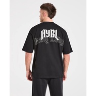 Boxy Cut Breathable Workout Garment Faded Gothic AYBL Phrase Back Print Cotton Men Street Outfit  7.