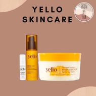 YELLO SKINCARE : OATMEAL TURMERIC MASK SCRUB | SNOWMERIC HYDRO BOOST BRIGHTENING SERUM