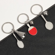 Table tennis racket key chain Badminton tennis key chain Metal paint pendant gift