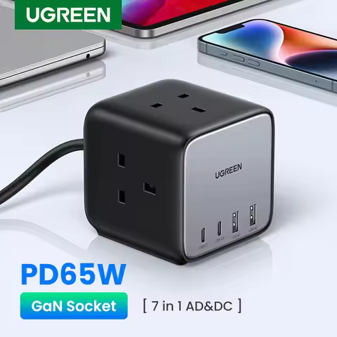 UGREEN 65W GaN Charger Desktop Charging Station USB C Power Strip Fast Charger for Laptop Macbook iP