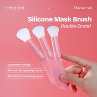 Dual-Ended Silicone Face Mask Brush Mịn Màng, Pink Applicator & Cream Scoop for Skincare