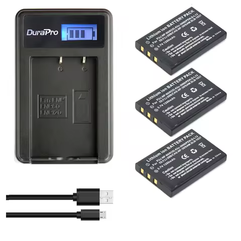 NP-60 KLIC-5000 D-LI2 Battery and Charger for FUJIFILM FinePix F601, F410, for OLYMPUS AZ-1, AZ-2, f
