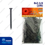 GYPSUM SCREWS 8 x 2-1/4 - DRYWALL SCREWS - BLACK GYPSUM BOLTS CONTENTS 100 PCS