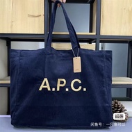 Apc logo embroidery corduroy tote shoulder bag