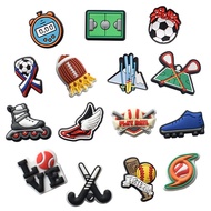 SUGAW Jibbitz Shoe Charms Football Baseball Hockey Patterns Shoes Accessorie Shoe Decoration For Crocs Jibz Fit Wristbands