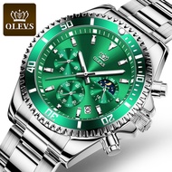 OLEVS Luxurious Watch for Men Original G Shock Waterproof Anti Air Sport Japan Imported Quartz Movement Fashion Stainless Steel Casual Watch Date Display Green/Black