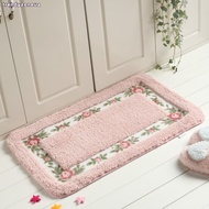 TRENDYZONEUA 1 Pcs Pink Rug, Pink Non-Skid Flower Rug,  Microfiber 16*24Inch Absorbent Bathroom Rugs
