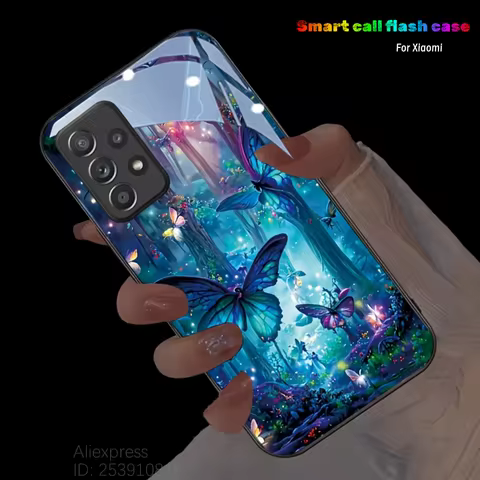 Moonlight Forest Butterfly LED Phone Case For Xiaomi POCO X3 X4 X5 X6 X7 X7 Pro 14T 13T POCO F6 F7 P