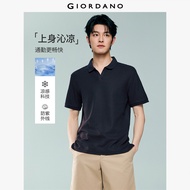 GIORDANO Men Polo Shirts Cooling Outdoor Polo Shirts Skipper Collar Short Sleeve Fashionable Casual 