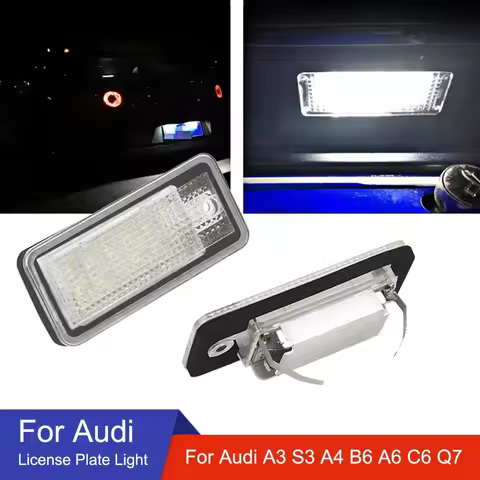 2PCS License Plate Light For Audi A3 S3 A4 B6 B7 A6 C6 4F Q7 RS4 6000K Super White License Number Pl