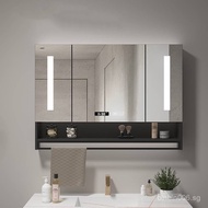 Bathroom Cabinet Solid Wood Smart Mirror Cabinet With Shelf Separate Wall-mounted Towel Bar With Sto