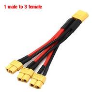 XT60 1 to 2 1 to 3 Parallel Battery Connector Male/Female Cable Dual Extension Y Splitter Silicone W