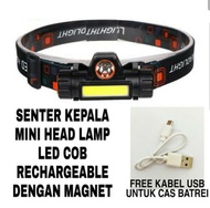 Senter Kepala Led COB Magnet / Senter kepala Cas Led Cob Magnet / Lampu kepala Led Magnet