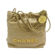 米色羊皮 CHANEL 22 MINI 兩用包 AS3980