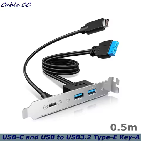 USB-C and USB to USB3.2 Type-E Key-A 20-Pin and 19-Pin 2 USB3.0 Female Connectors with PCIe Bracket[