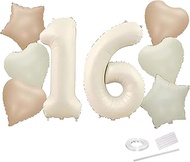 16th Birthday Decoration 6PCS 40" Giant Number 16 61 Balloons Ice Cream White Thirteen Balloons Ivor